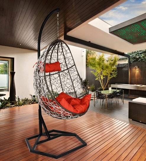 Bern Wicker Swing In Dual Tone Brown & White Finish