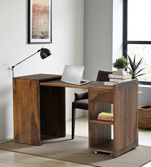 Besanon Sheesham Wood Folding Writing Table In Provincial Teak Finish