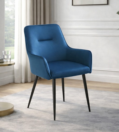 Beverly Velvet Fabric Arm Chair In Blue Color