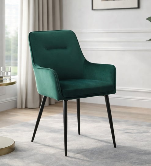 Beverly Velvet Fabric Arm Chair In Green Color