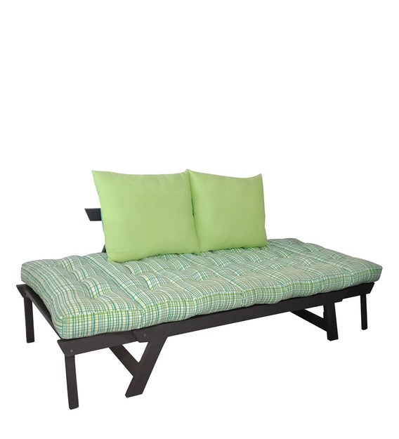 Buy Beat Double Futon with Mattress in Blue & Green Colour by ARRA