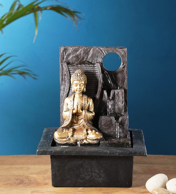 Buy Brown Beautifull Lord Buddha Table Top Water Fountain By The Exclusive Deco Online Indoor Fountains Spiritual Home Decor Pepperfry Product