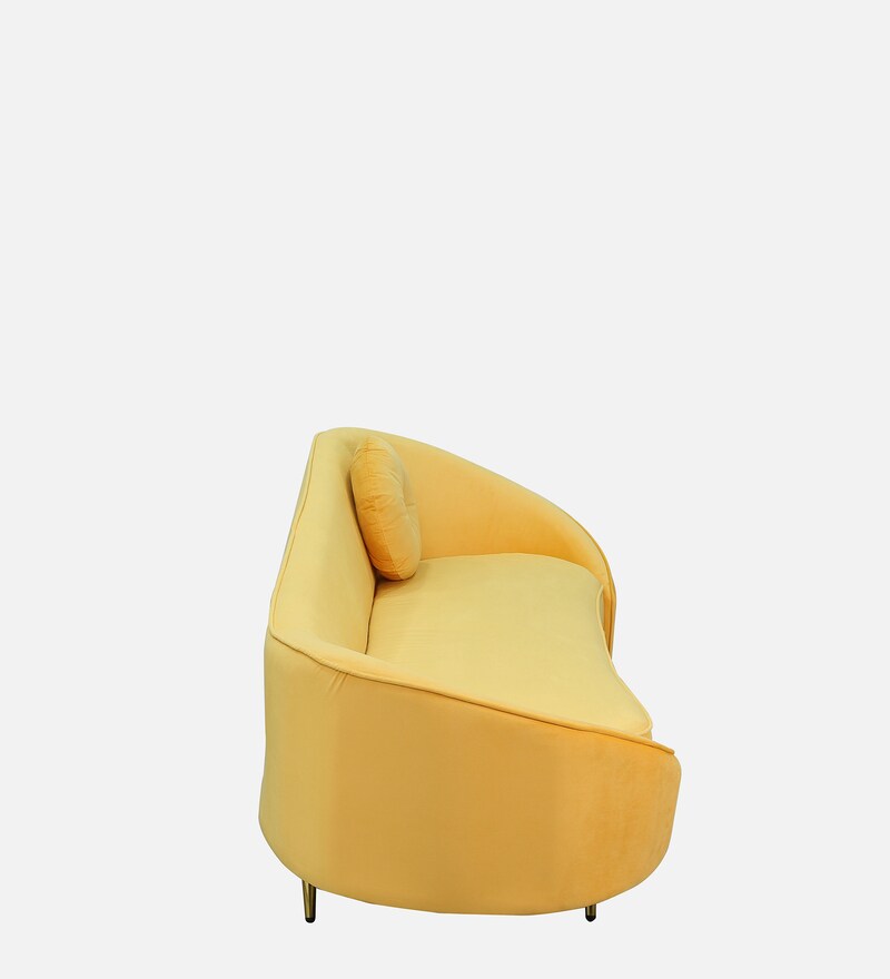 Buy Beato Velvet Chaise Lounger in Mustard Yellow Colour by CasaCraft