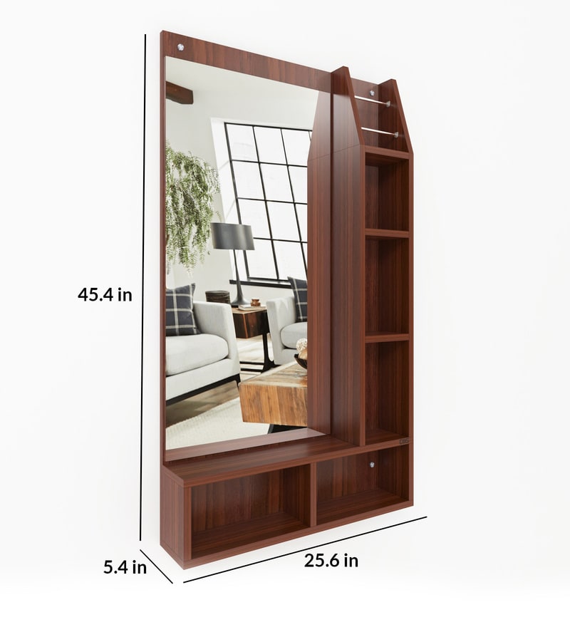 Buy Beautiful Wall Dressing Mirror in Classic Walnut Finish By DAS
