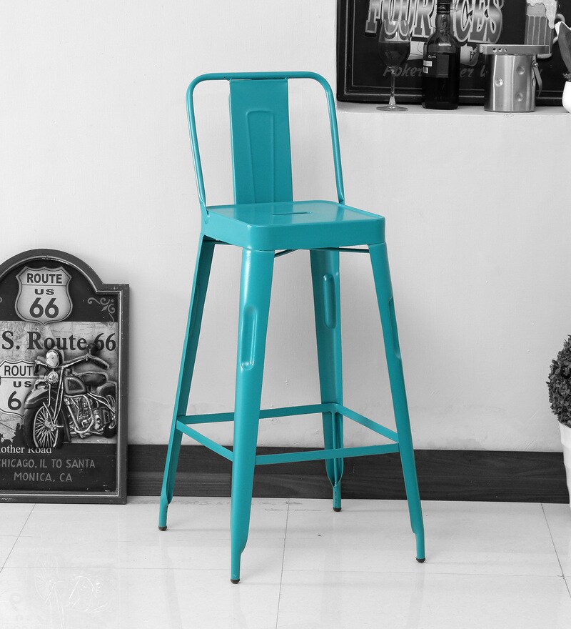 turquoise metal bar stools