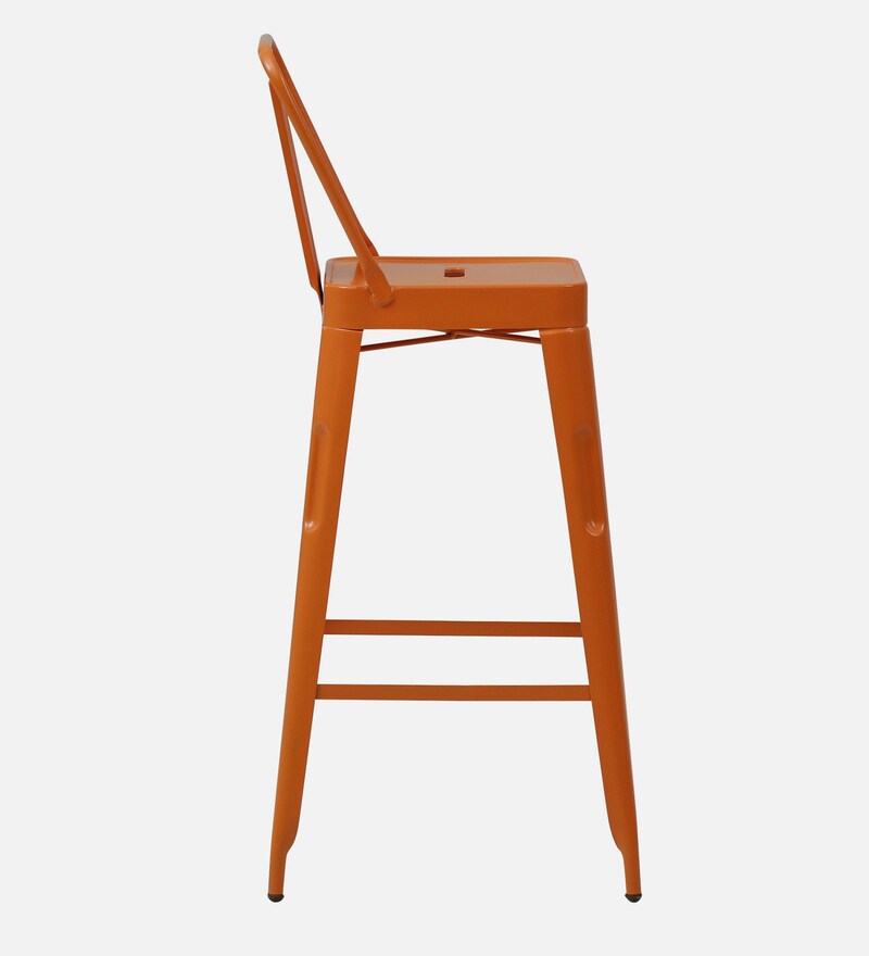 Buy Becky Metal Bar Stool In Orange Colour By Bohemiana Online