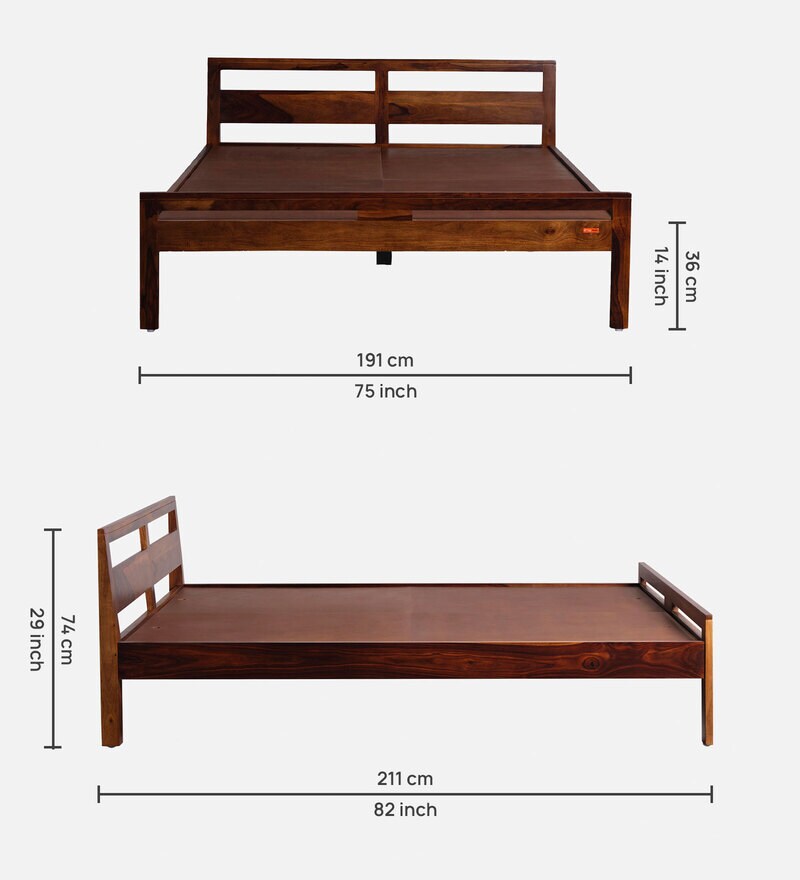 Buy Sheesham Wood King Size Bed in Provencial Teak Finish by Sleepyhead Online Modern King