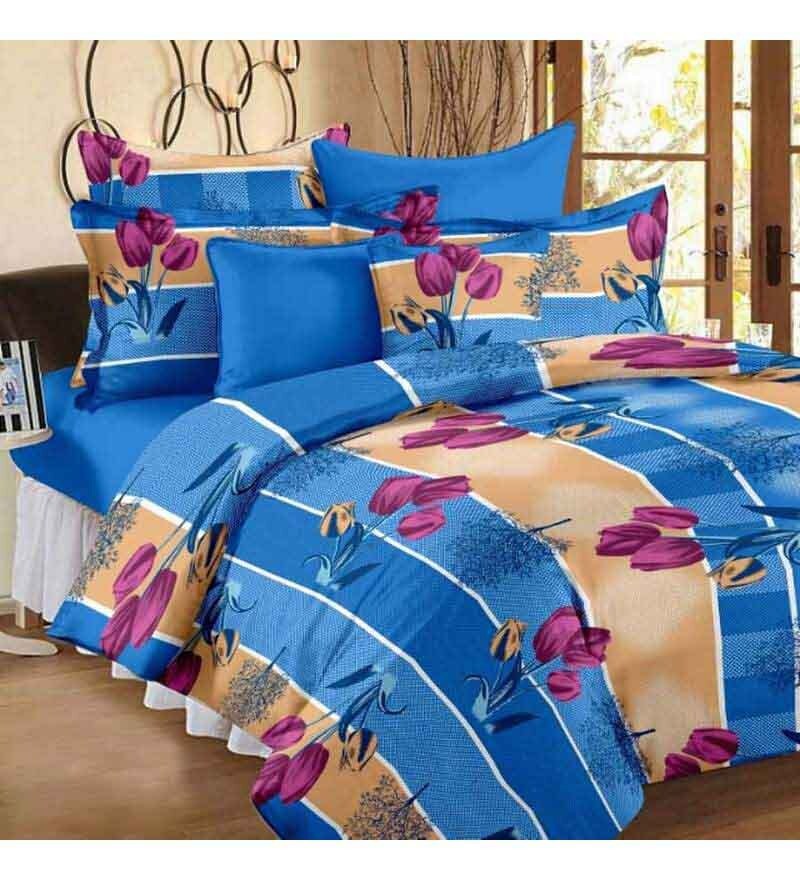 Bedline Home Coloued Geometrical Cum Floral Double Cotton