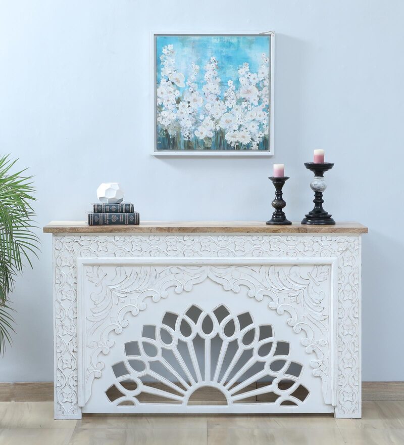 solid wood white console table