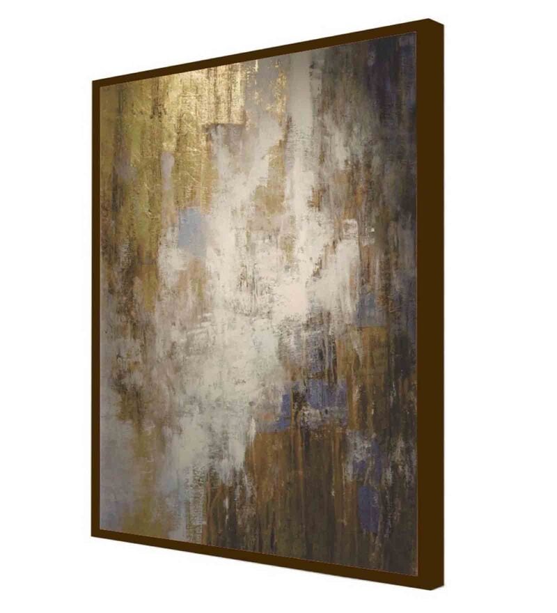 Buy Beige Abstract Canvas Framed Art Print by Artsense Online ...