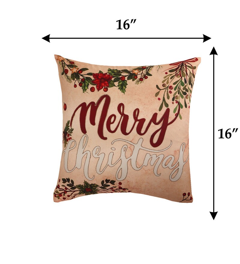 Buy Beige Cotton Blend Quotes 16x16 inches Cushion Covers 1 Piece by