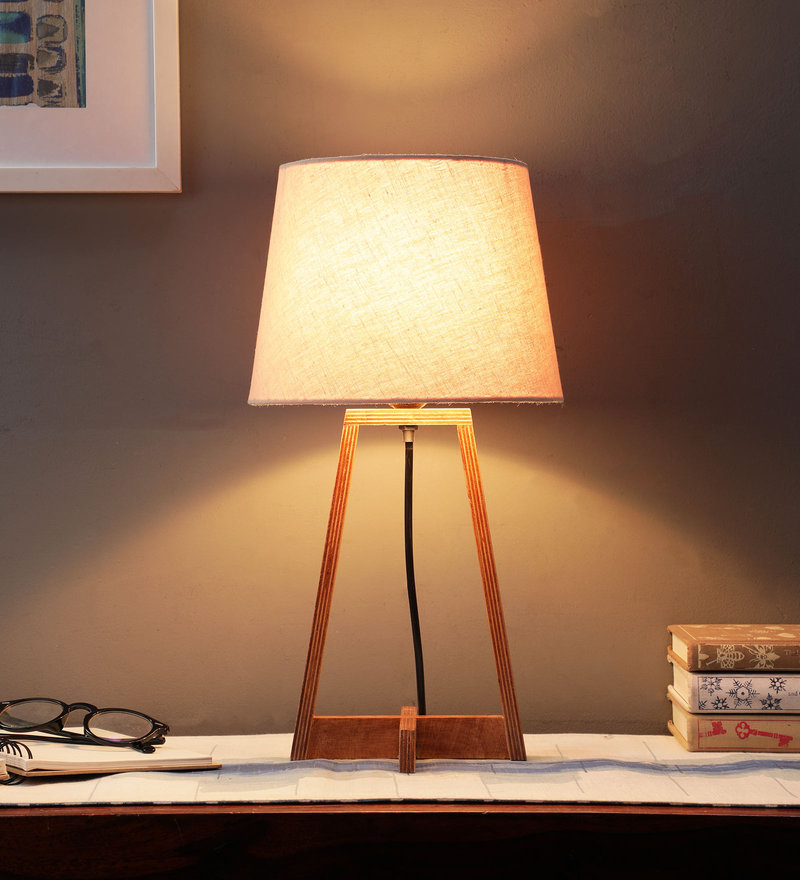 Buy Matteo Beige Fabric Shade Table Lamp With Brown Base By