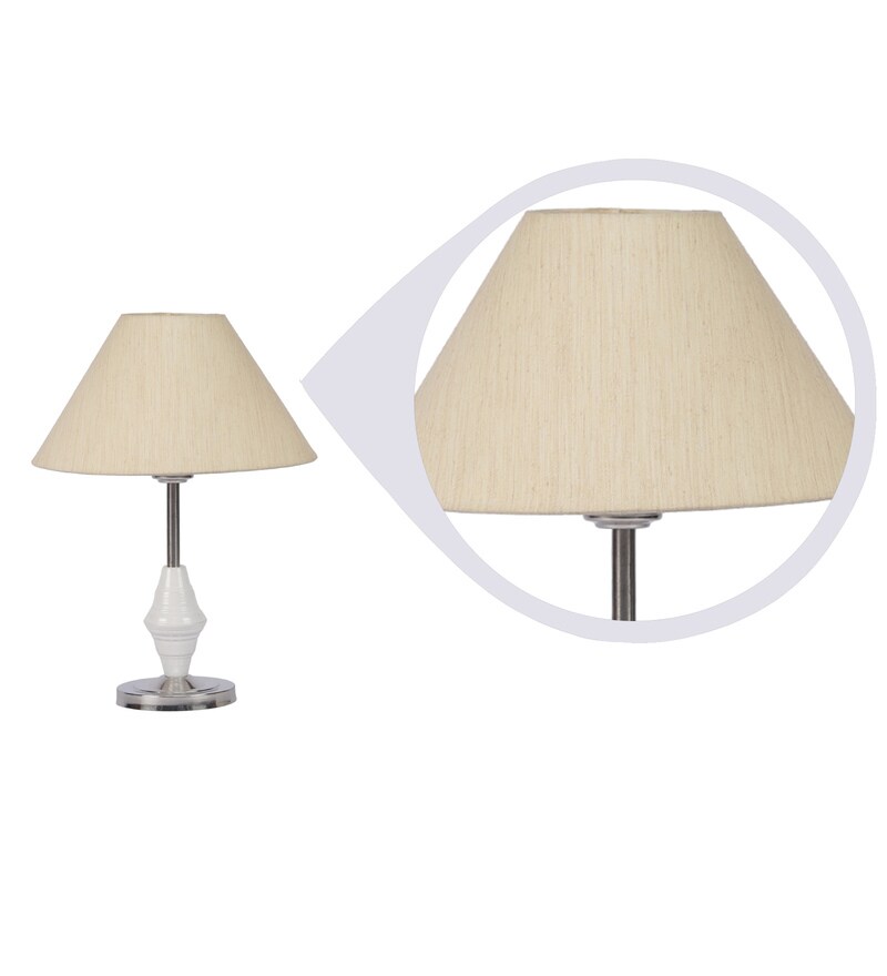 Buy Bendigo Beige Fabric Shade Night Lamp With Steel Base By Foziq