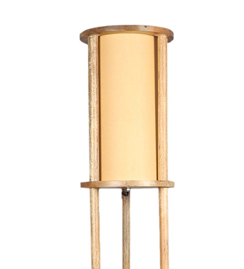 Buy Beige Iron & Cloth Shade Floor Lamp With Natural Base By Sapphire
