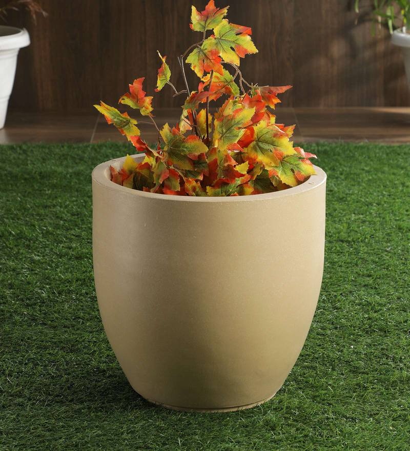 Buy Beige Polymer Round Planter By Yuccabe Italia Online - Floor ...