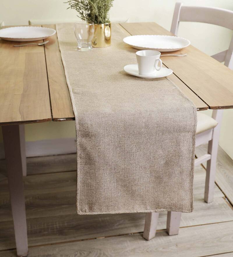 Buy Beige Premium Jute 36 x 12 Inches Table Runner by The Conversion