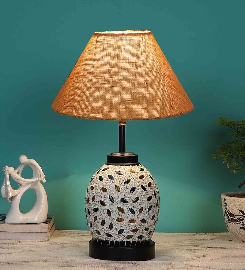 Buy Beige Shade Table Lamp With Shade Table Lamp With Glass Base By New