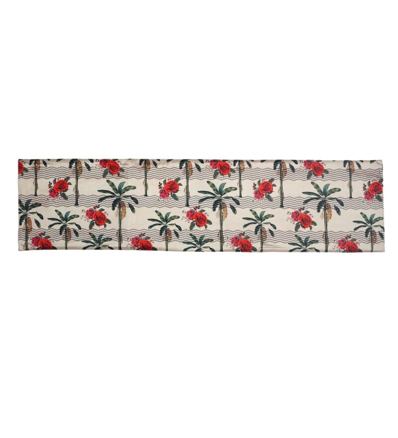 Buy Beige Silk Floral 54x14 Inches Table Runner by M K Enterprise