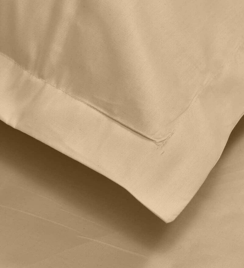 Buy Beige Solid 400 TC Cotton 1 Bedsheet with 2 Pillow Covers By Romee