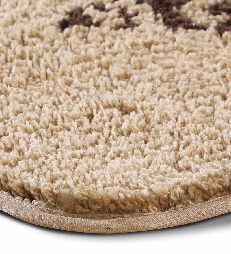 Buy Beige Traditional Polyester AntiSkid Bathmat by Obsessions Online