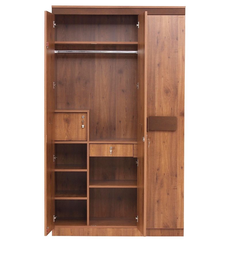 Buy Benson Three Door Wardrobe In Walnut Finish By Peachtree