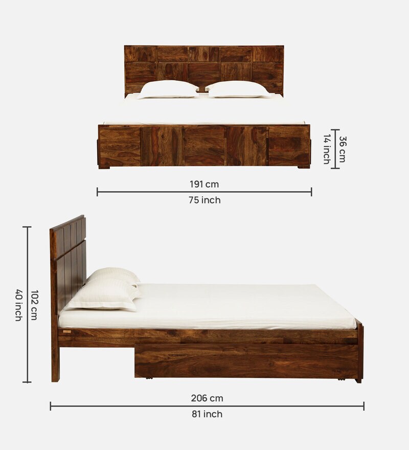 Buy Bergen Sheesham Wood King Size Bed In Provincial Teak Finish With
