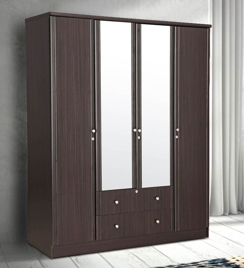 Buy Berlin Four Door Wardrobe In Chocolate Colour By Royaloak