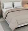 Beage and Blue Polyester Solid 105 GSM Double Bed Comforter