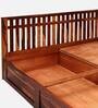 Beatrice Sheesham Wood Queen Size Bed in Honey Finish with Box Storage