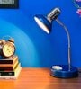 Beautiful Blue & Chrome Metal Study Lamp