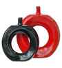 Set of 2 Red and Black Doughnut Shaped Vases 