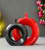 Set of 2 Red and Black Doughnut Shaped Vases 