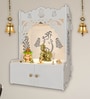 Beautiful Design of Lord Ganesh White Wooden Wall Temple for Home With Inbuilt focus Lights & Spacious Shelf