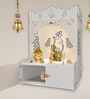 Beautiful Design of Lord Ganesh White Wooden Wall Temple for Home With Inbuilt focus Lights & Spacious Shelf