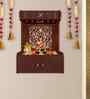 Beautiful Design of Lord Ganesh White Wooden Wall Temple for Home With Inbuilt focus Lights & Spacious Shelf