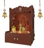 Brown Finish Beautiful Design of Shri Ganesh Floor Temple with Spacious Wooden Shelf & Inbuilt Focus Light