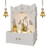 White Finish Beautiful Design of Shri Ganesh Floor Temple with Spacious Wooden Shelf & Inbuilt Focus Light