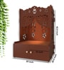 Brown Finish Beautiful Flower Design Pattern Floor Temple with Spacious Wooden Shelf & Inbuilt Focus Light