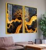 Beautiful Golden Artistic Tree Root Shaped Acrylic Art Framed Art Panel (Set Of 2)