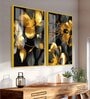Beautiful Golden Flower Acrylic Framed Art Panel (Set Of 2)