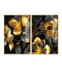 Beautiful Golden Flower Acrylic Framed Art Panel (Set Of 2)