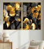 Beautiful Golden Flower Acrylic Framed Art Panel (Set Of 2)