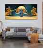 Beautiful Golden Flowers With Elephant Premium Canvas Wall Painting