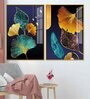 Beautiful Golden Leaves Acrylic Framed Art Panel (Set Of 2)
