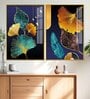 Beautiful Golden Leaves Acrylic Framed Art Panel (Set Of 2)