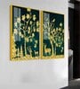 Beautiful Golden Trees With Deer Acrylic Framed Art Panel (Set Of 2)