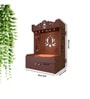 Beautiful Lotus Pattern Brown Wooden Wall Temple for Home With Inbuilt focus Lights & Spacious Shelf