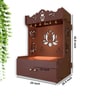 Brown Finish Beautiful Lotus Pattern Floor Temple with Spacious Wooden Shelf & Inbuilt Focus Light-