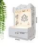 White Finish Beautiful Lotus Pattern Floor Temple with Spacious Wooden Shelf & Inbuilt Focus Light-