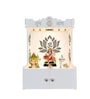White Finish Beautiful Lotus Pattern Floor Temple with Spacious Wooden Shelf & Inbuilt Focus Light-